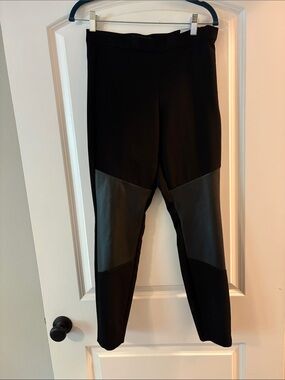 Banana Republic Black Faux-Leather Panel Leggings